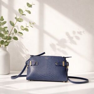 HENRI BENDEL CARLYLE SNAKESKIN EMBOSSED LEATHER CROSSBODY